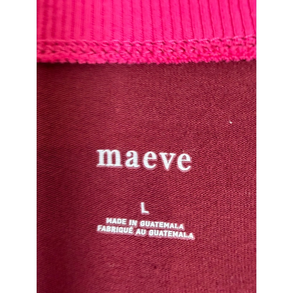 Maeve Anthropologie Long Sleeve Top Womens Large Maroon Pink Crew Neck Pullover - Picture 3 of 9